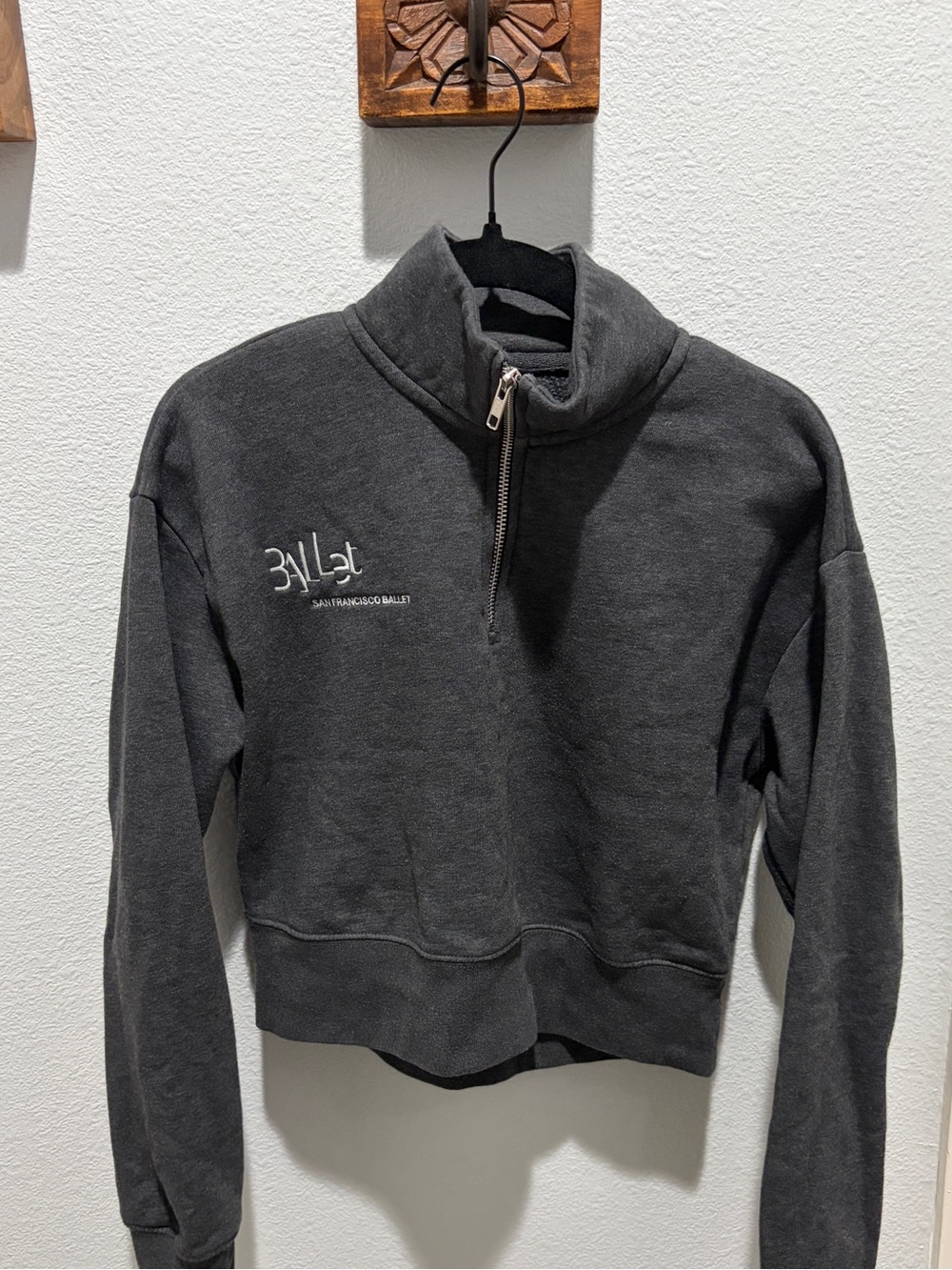 Cropped Quarter-Zip Sweatshirt - Charcoal